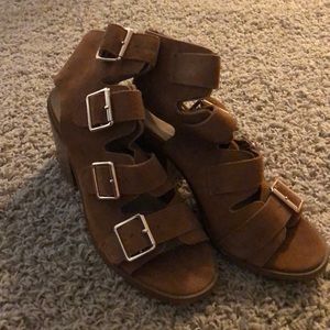 Brown summer wedges